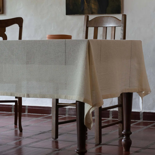 Lienzo Handcrafted Cotton Tablecloth - Ecru