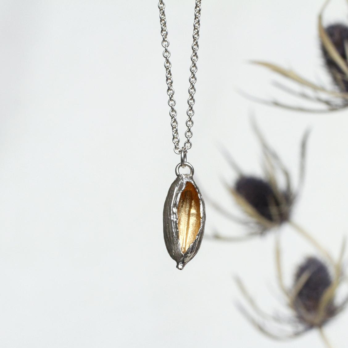 Hollow Cardamom Pod Necklace