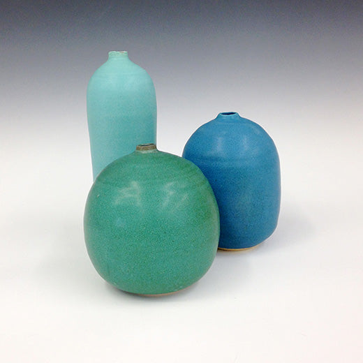 Stoneware Vase Collection, Green & Blue