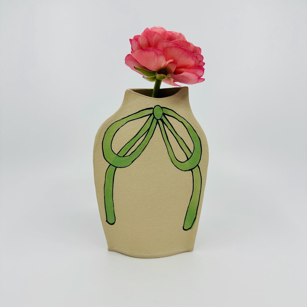 Green & Yellow Bow Vase by Alison Owen