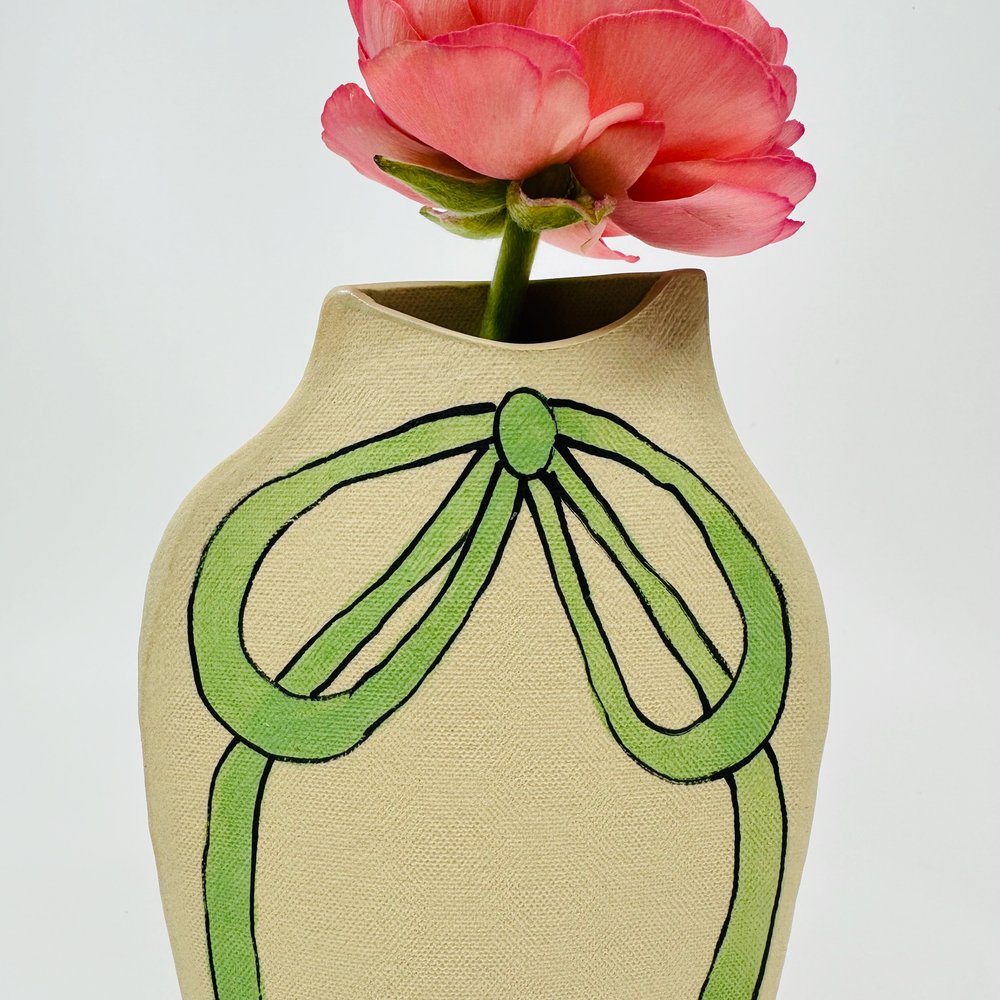 Green & Yellow Bow Vase by Alison Owen