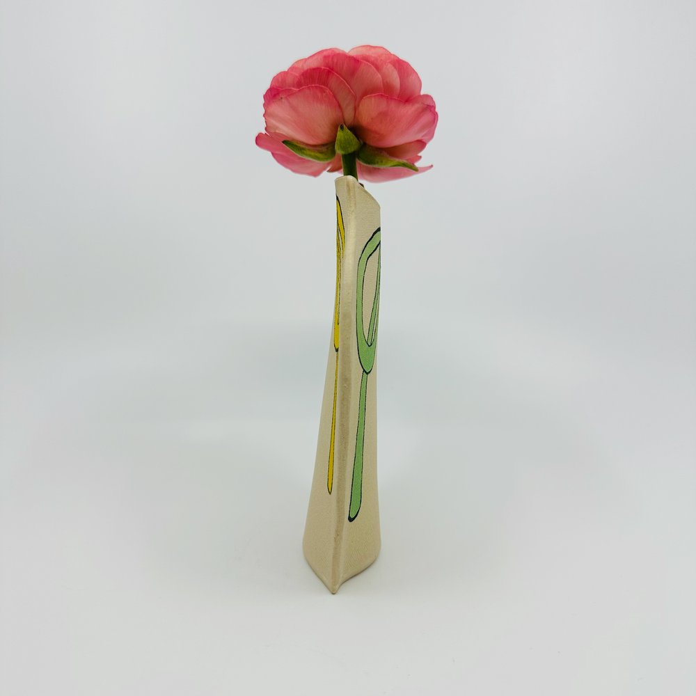 Green & Yellow Bow Vase by Alison Owen
