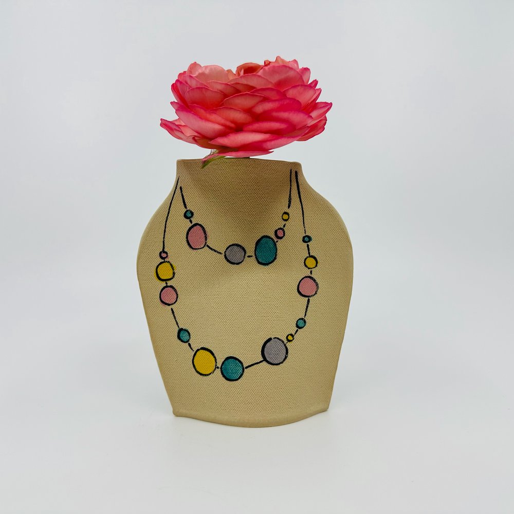 Pearls & Purple Bow Vase by Alison Owen