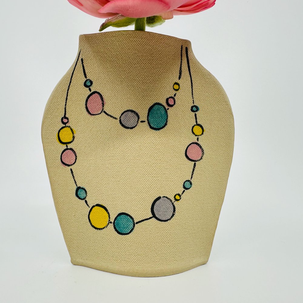 Pearls & Purple Bow Vase by Alison Owen