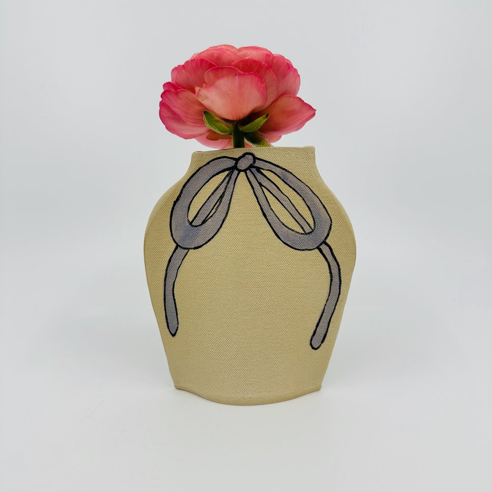 Pearls & Purple Bow Vase by Alison Owen