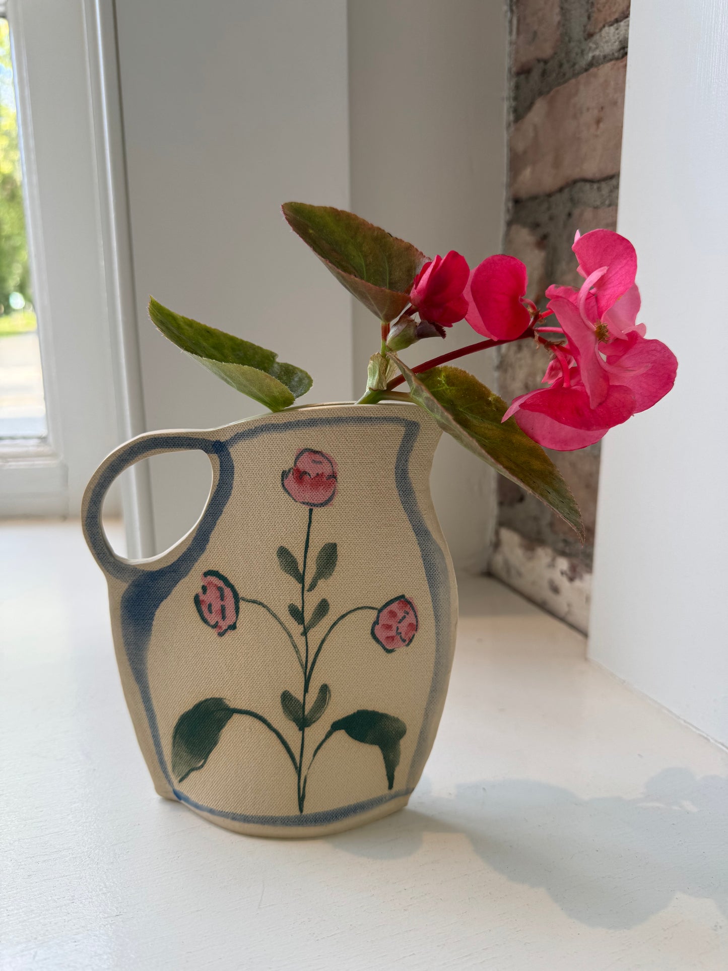 Pink Flower Pitcher Vase