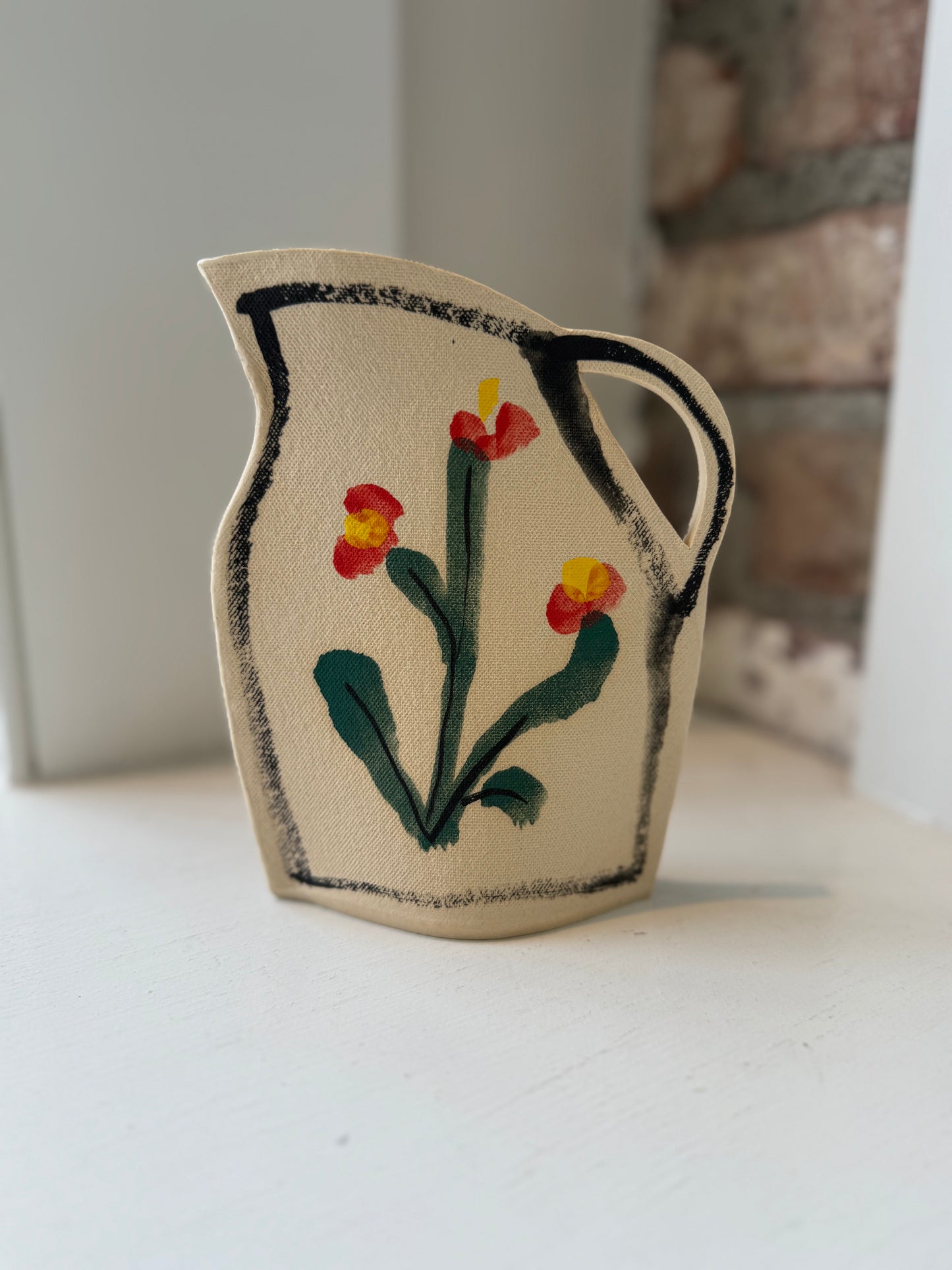 Red Cactus Flower Pitcher Vase