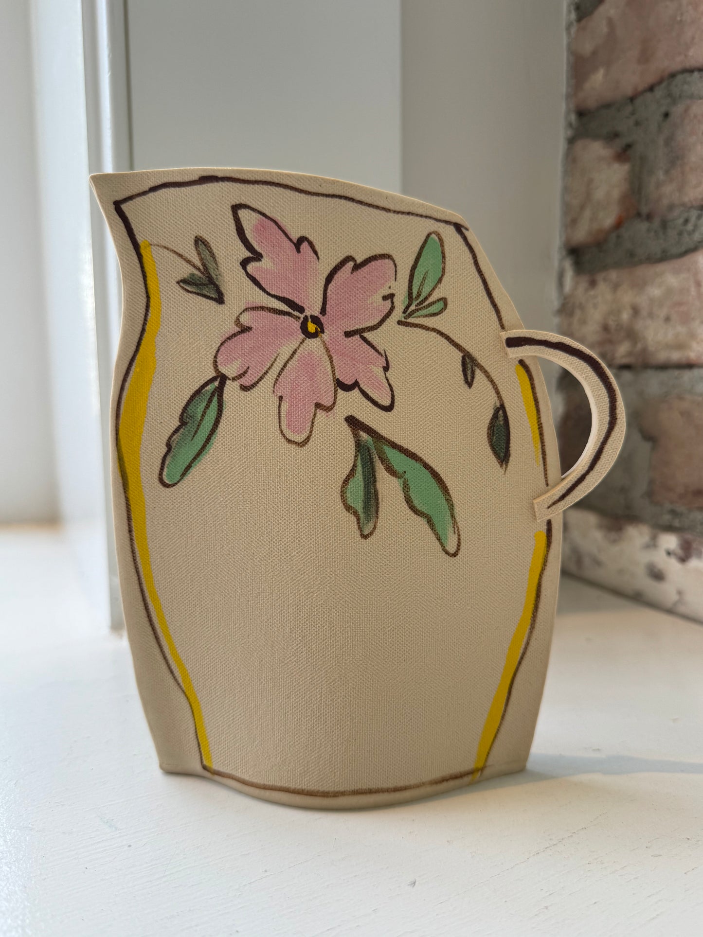 Washy Pink Flower Pitcher Vase