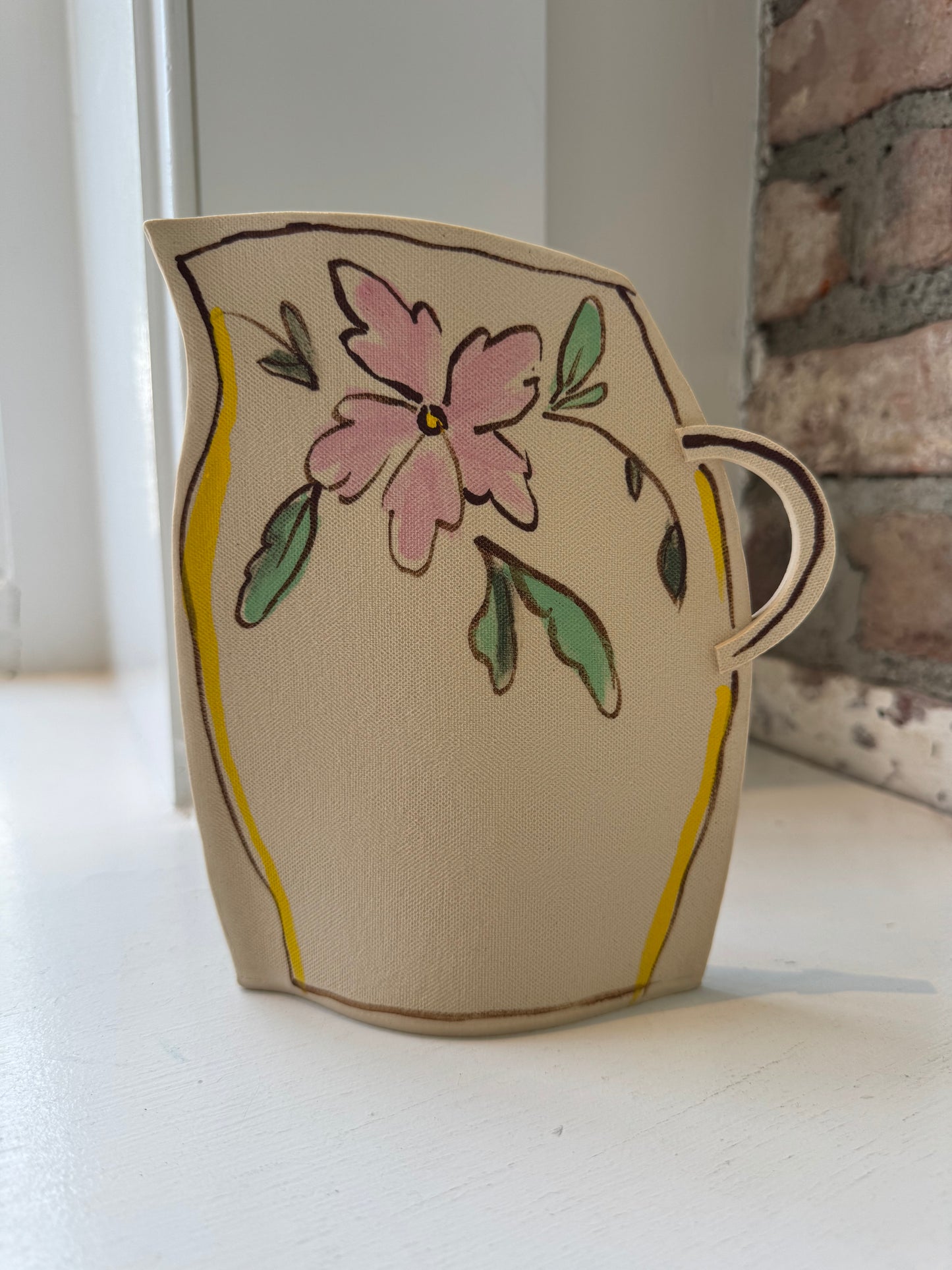 Washy Pink Flower Pitcher Vase