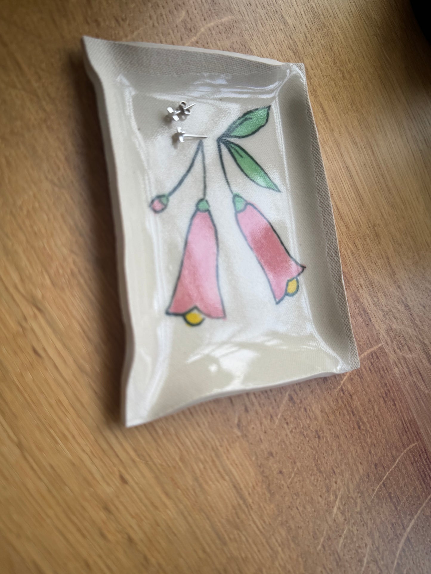 Pink Flower Jewelry Tray
