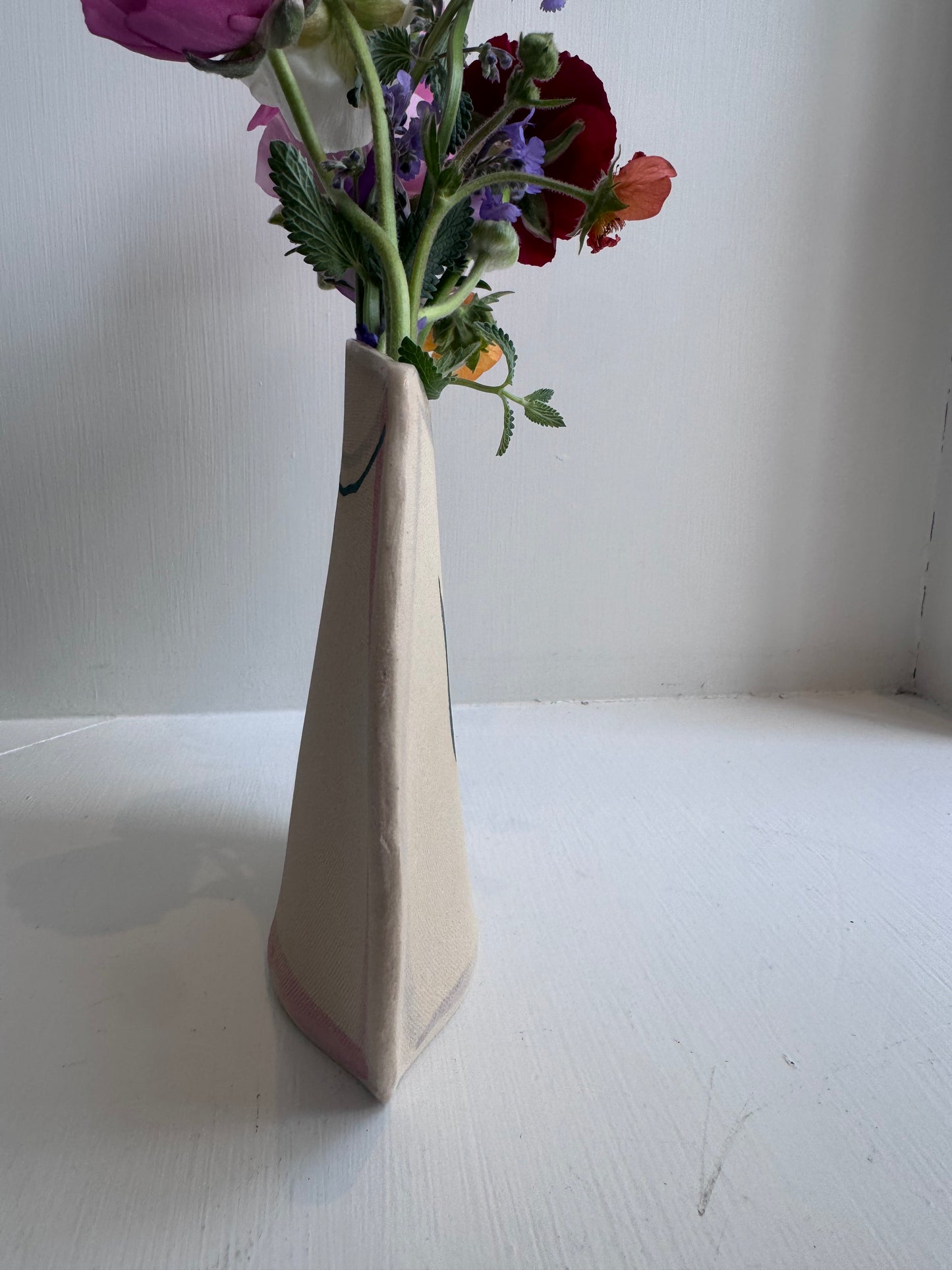 Two Pink Flowers Vase