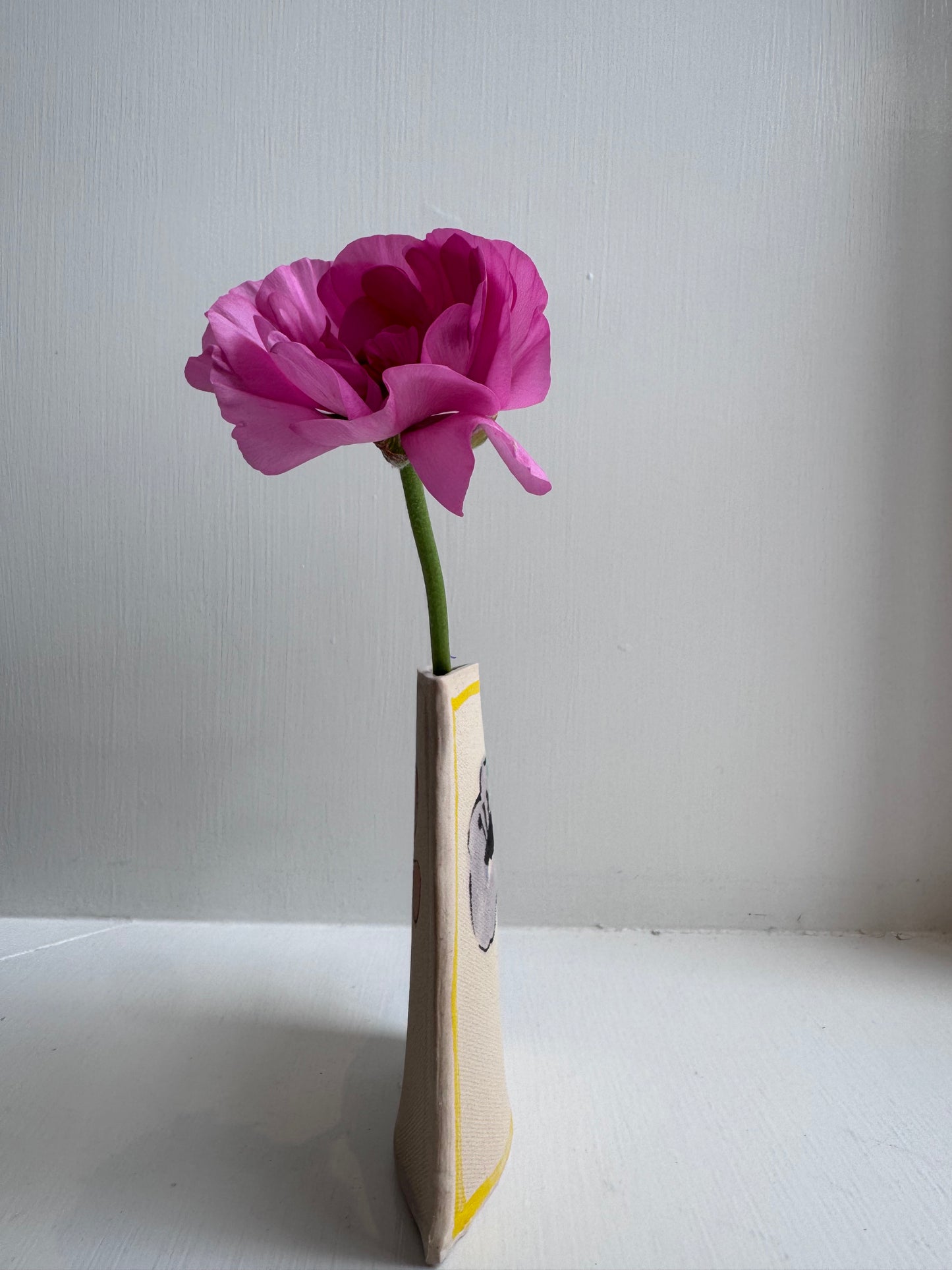 Flowers with Green Leaves Vase