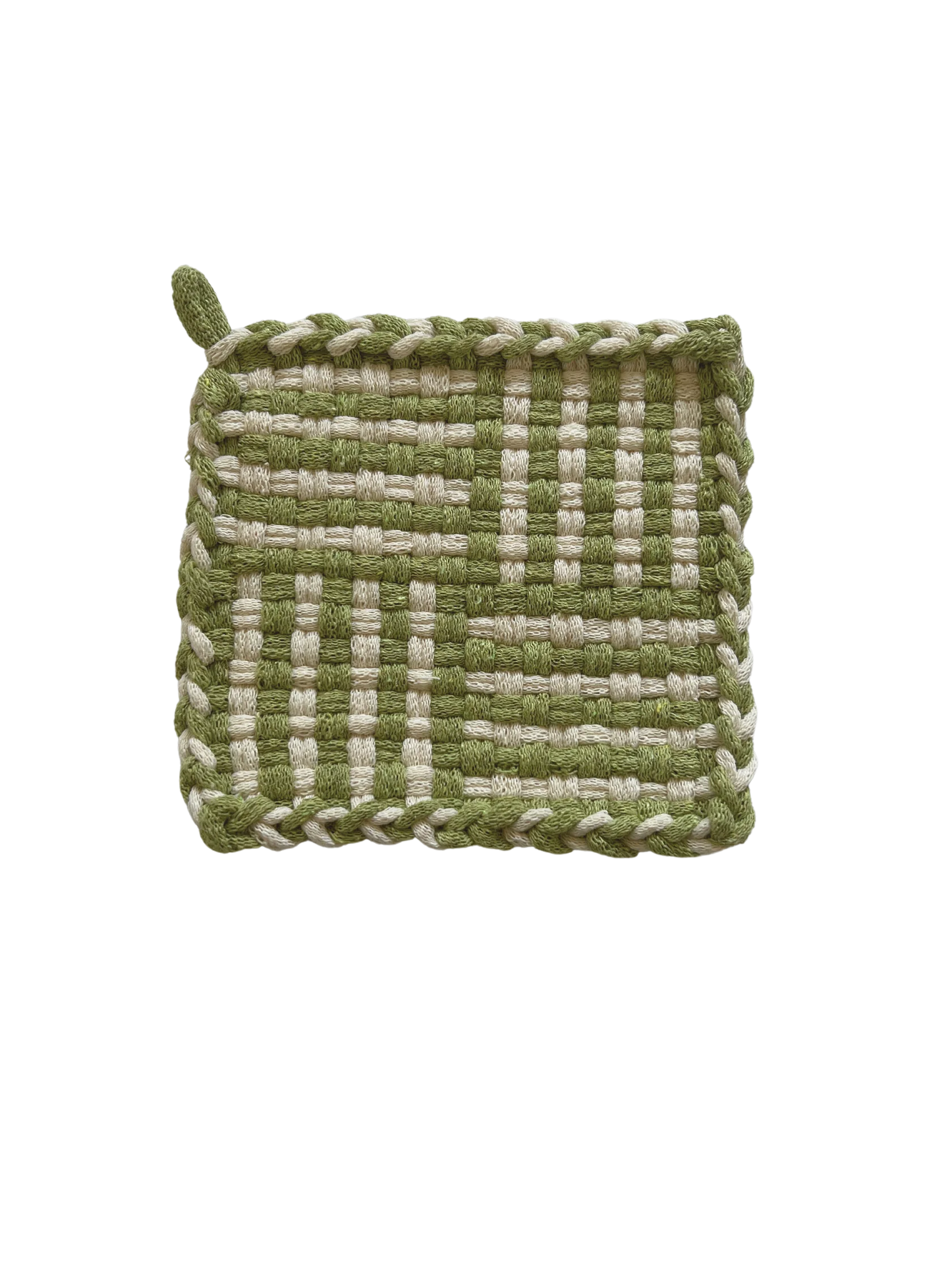 Moss and White Basketweave Potholder