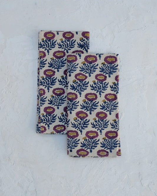 Rumi S/4 (Blue & Plum) Table Napkins