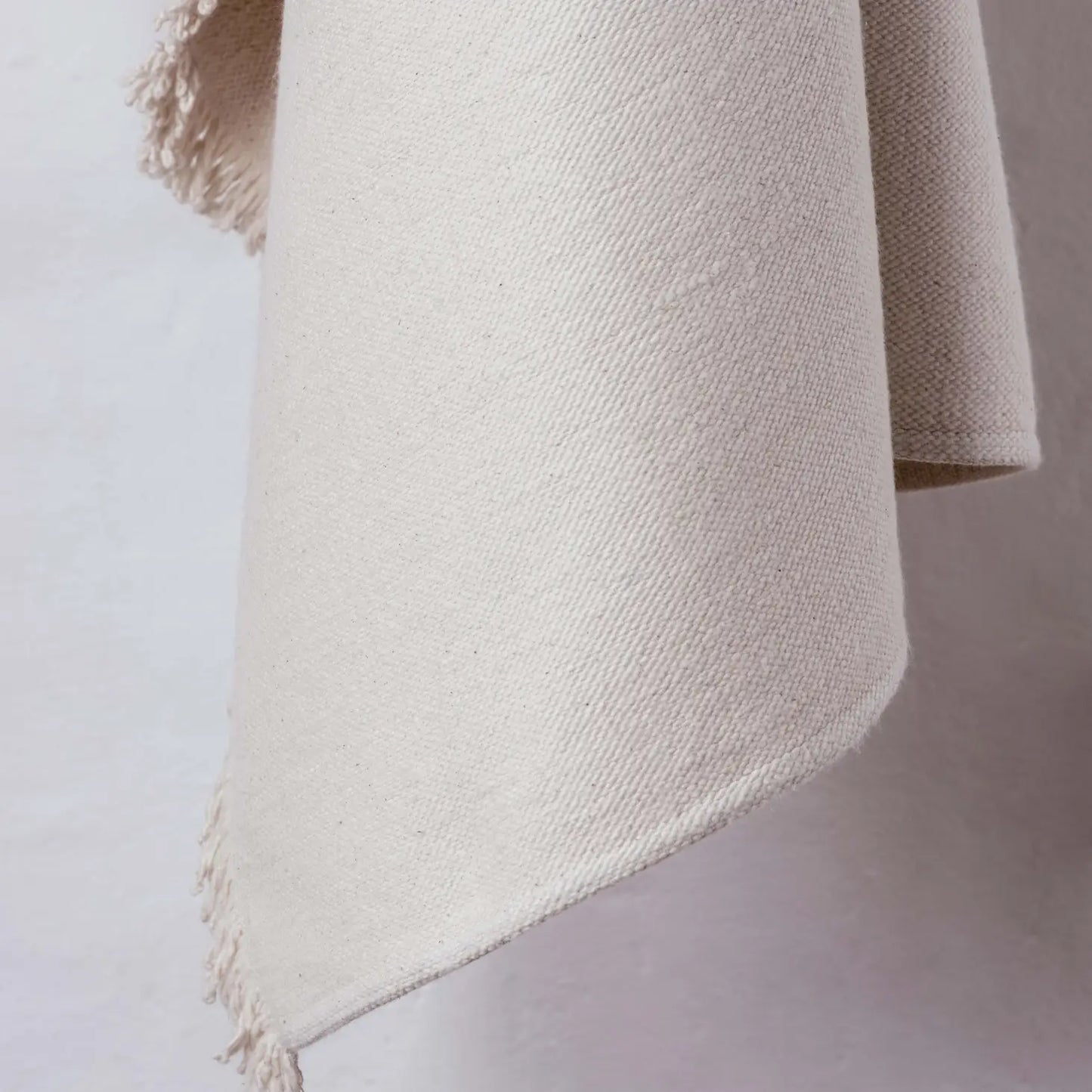 Liso Handloomed Cotton Throw — Ecru