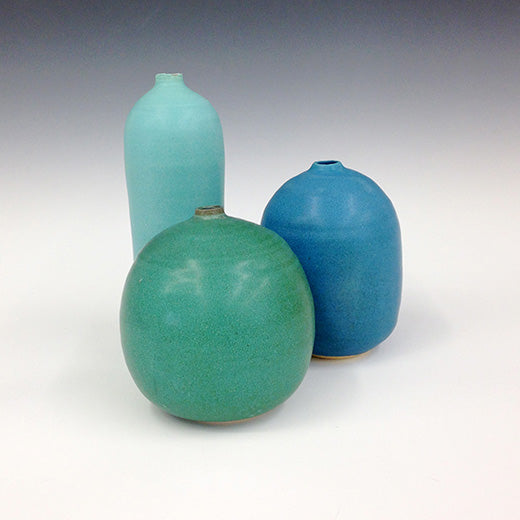 Stoneware Vase Collection, Sea Glass Colors