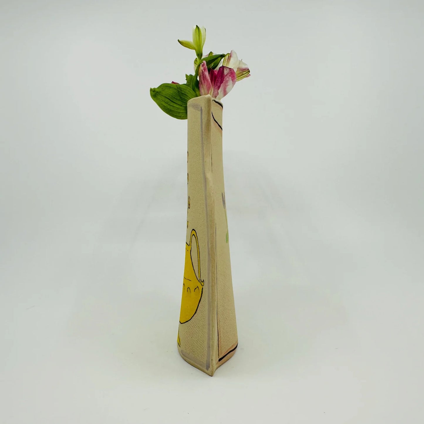 Gold Planter with Donut Flowers Vase
