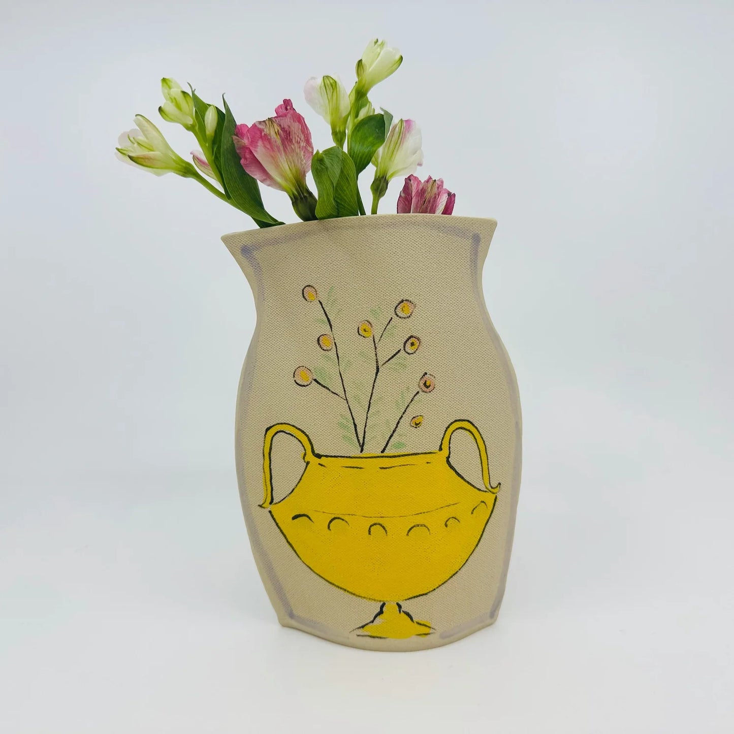Gold Planter with Donut Flowers Vase
