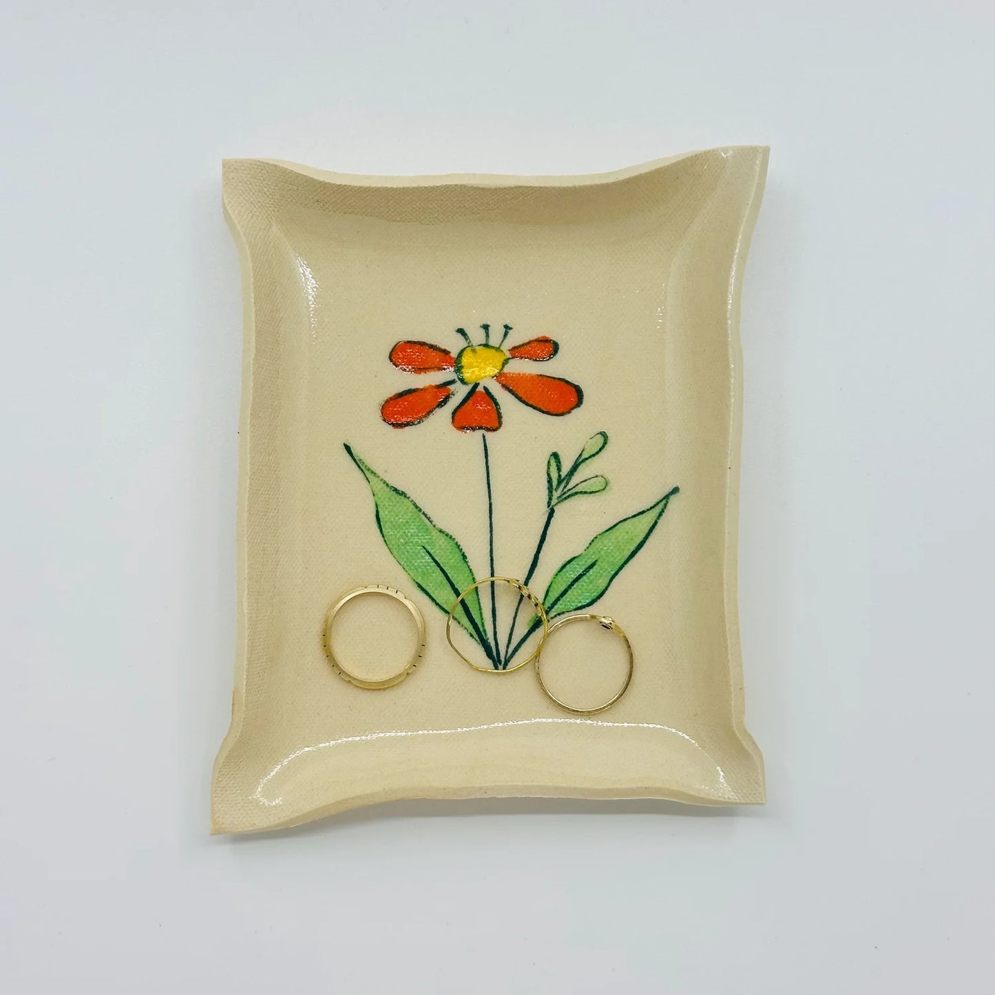 Orange Flower Jewelry Tray