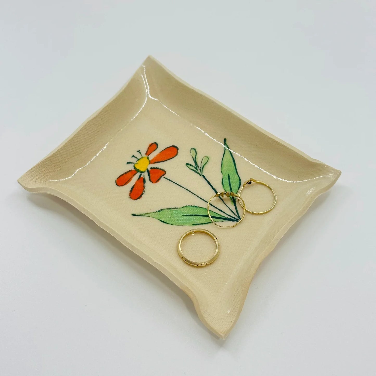 Orange Flower Jewelry Tray