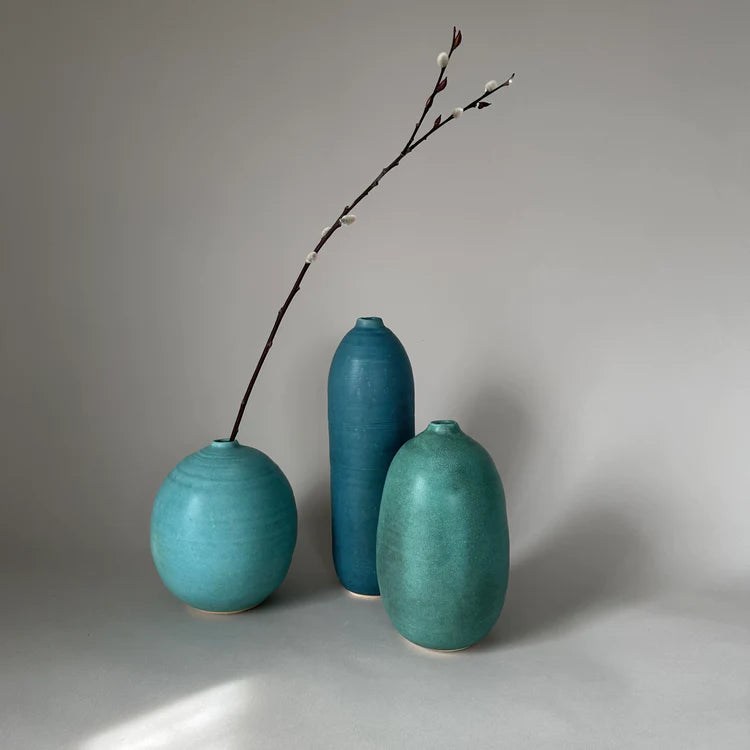 Stoneware Vase Collection, Sea Glass Colors