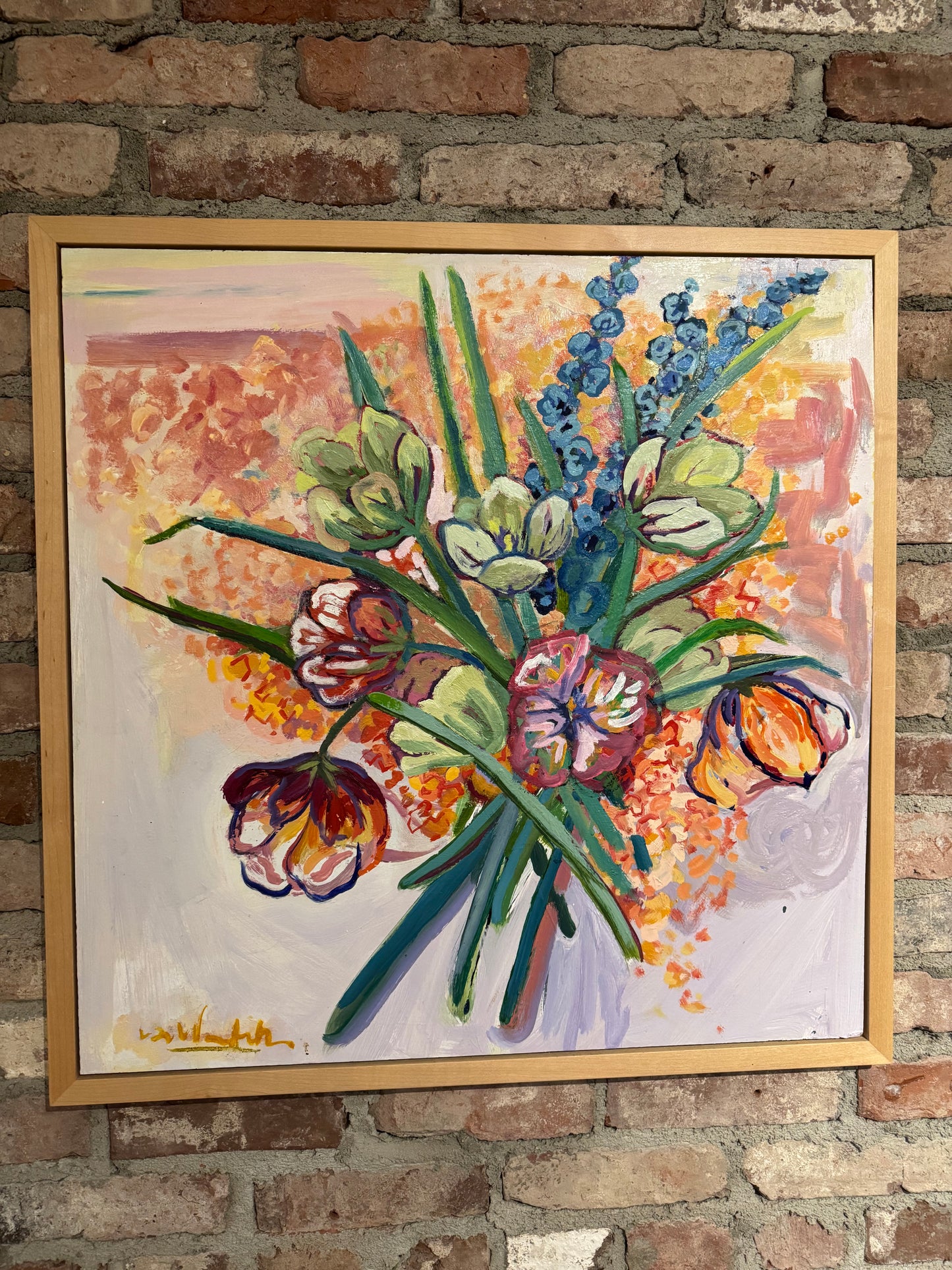 Lilly Woodworth "Bouquet" 24"x 24" Oil Painting