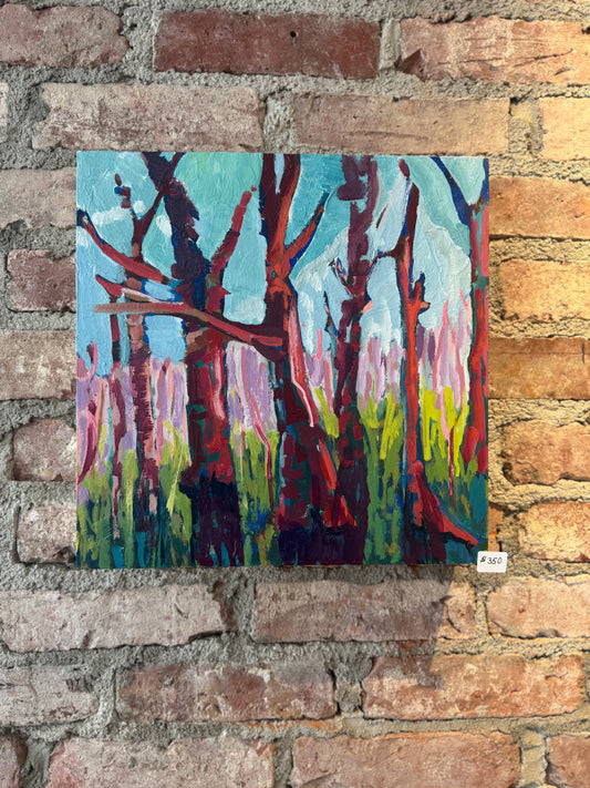 Lillian Woodworth "Trees" 12"x 12" Oil Painting