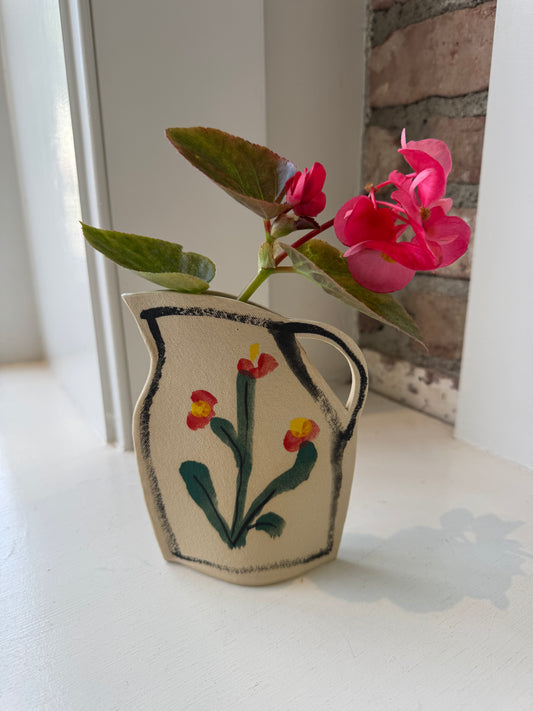 Red Cactus Flower Pitcher Vase