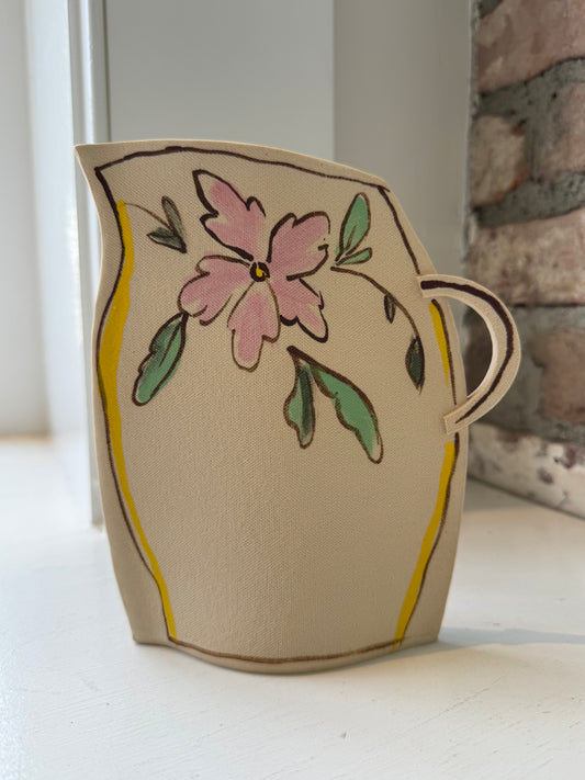 Washy Pink Flower Pitcher Vase
