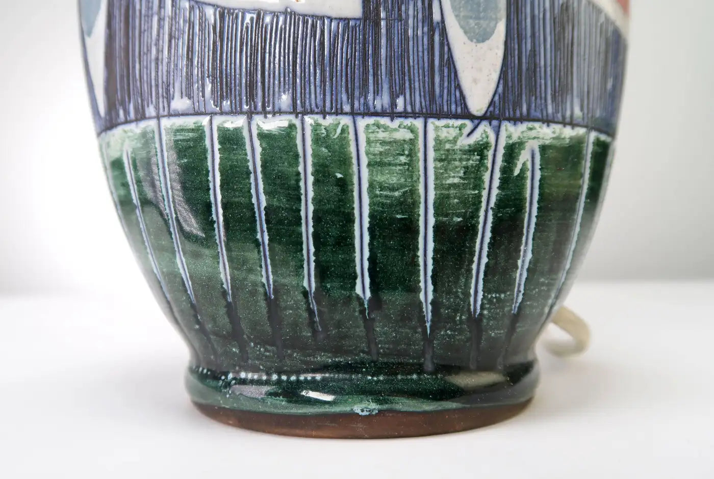 Swedish Floral Ceramic Table Lamp, 1950s