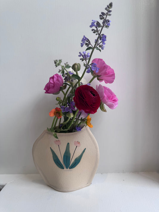 Two Pink Flowers Vase