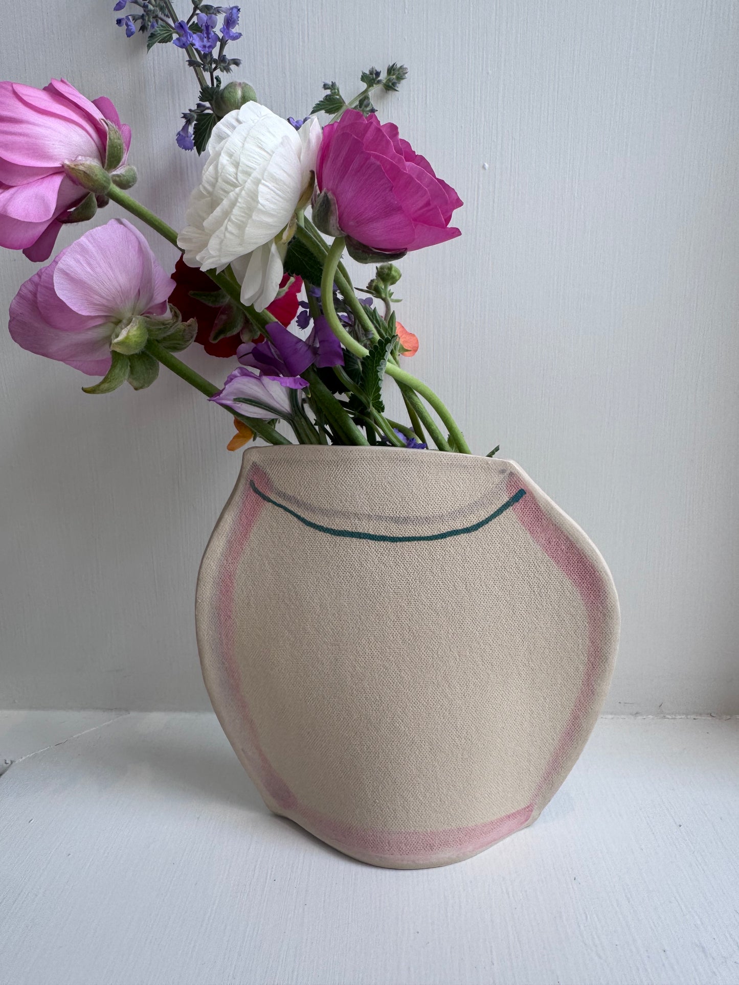Two Pink Flowers Vase