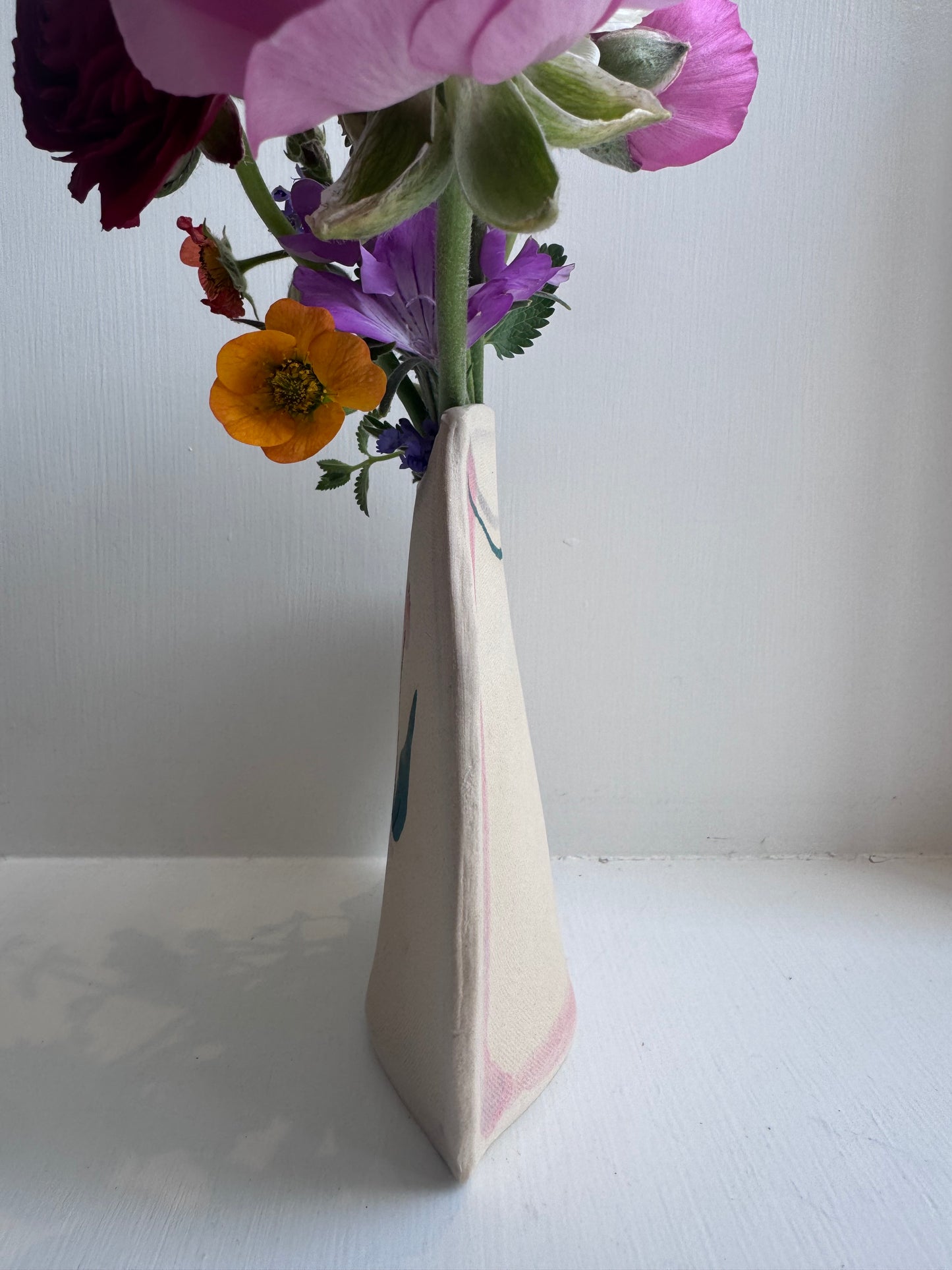 Two Pink Flowers Vase
