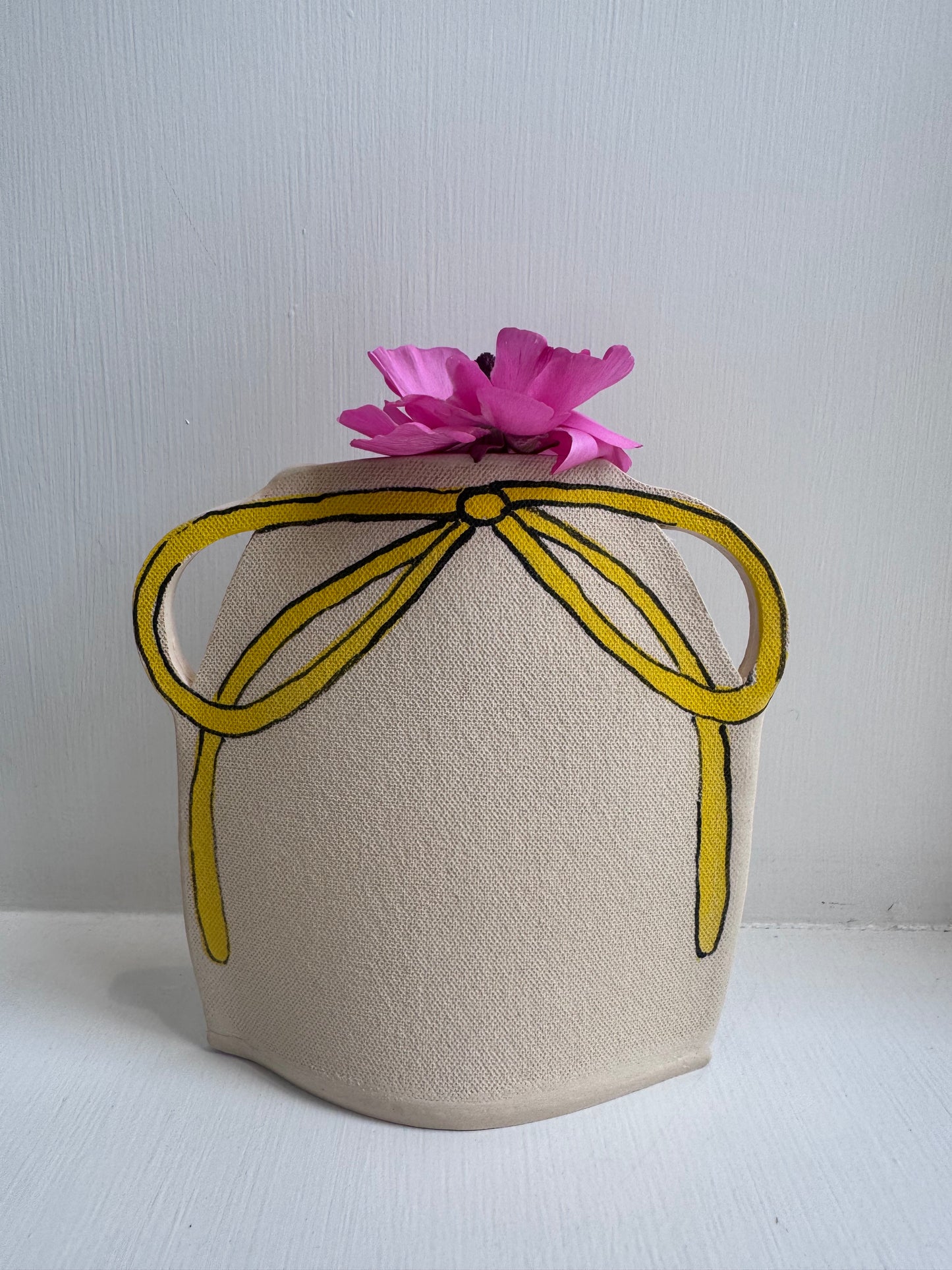 Pink & Yellow Bow Vase