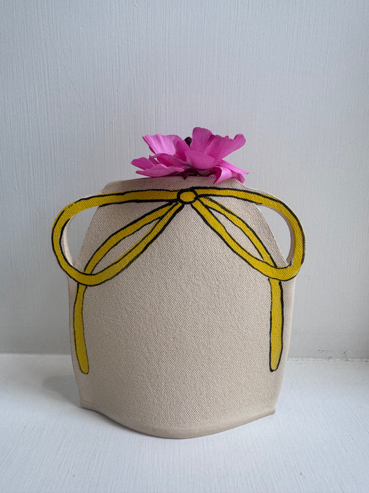 Pink & Yellow Bow Vase