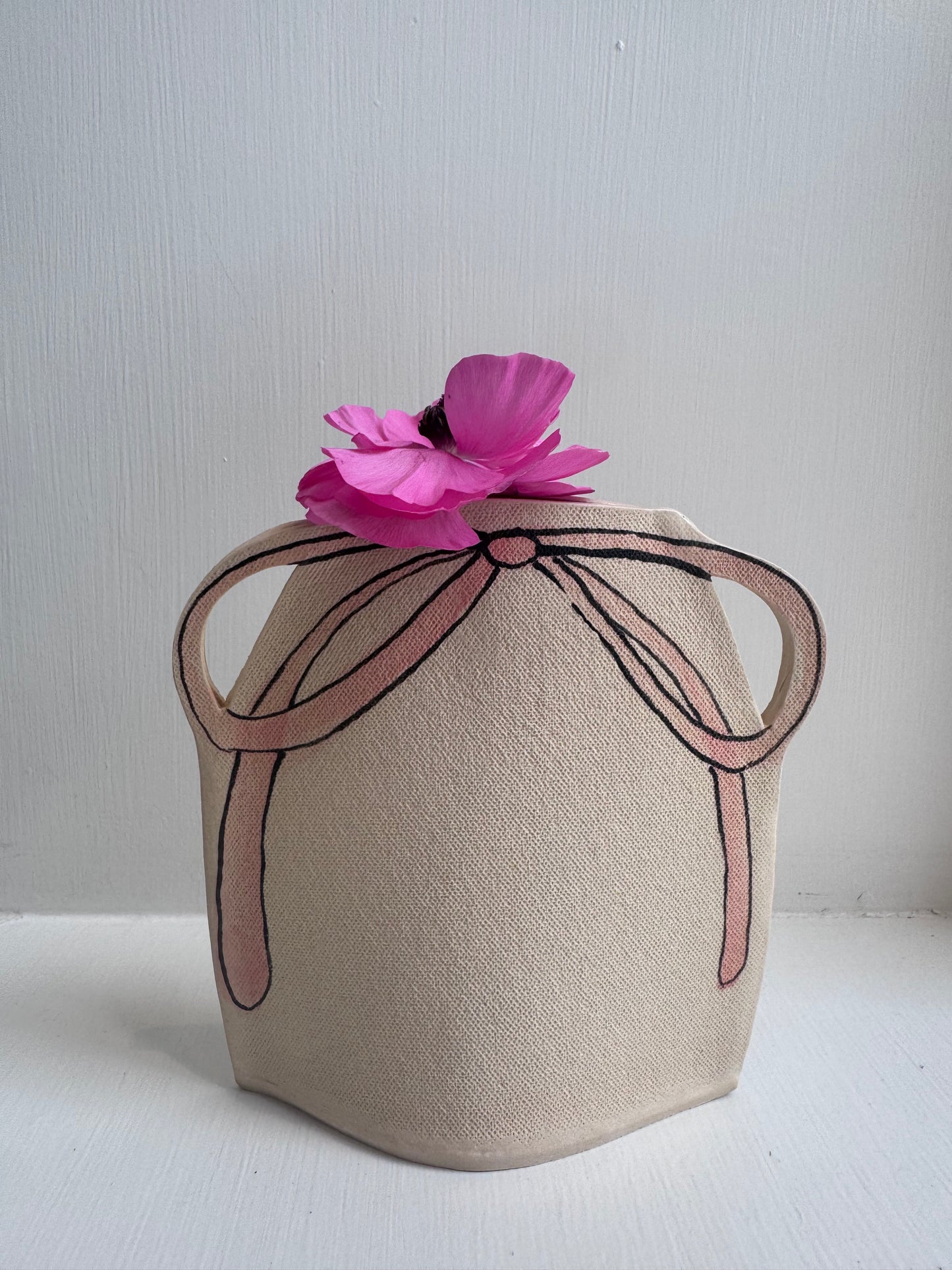 Pink & Yellow Bow Vase