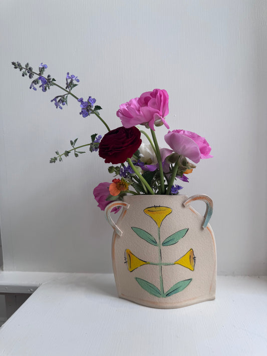 Three Trumpet Flowers Vase