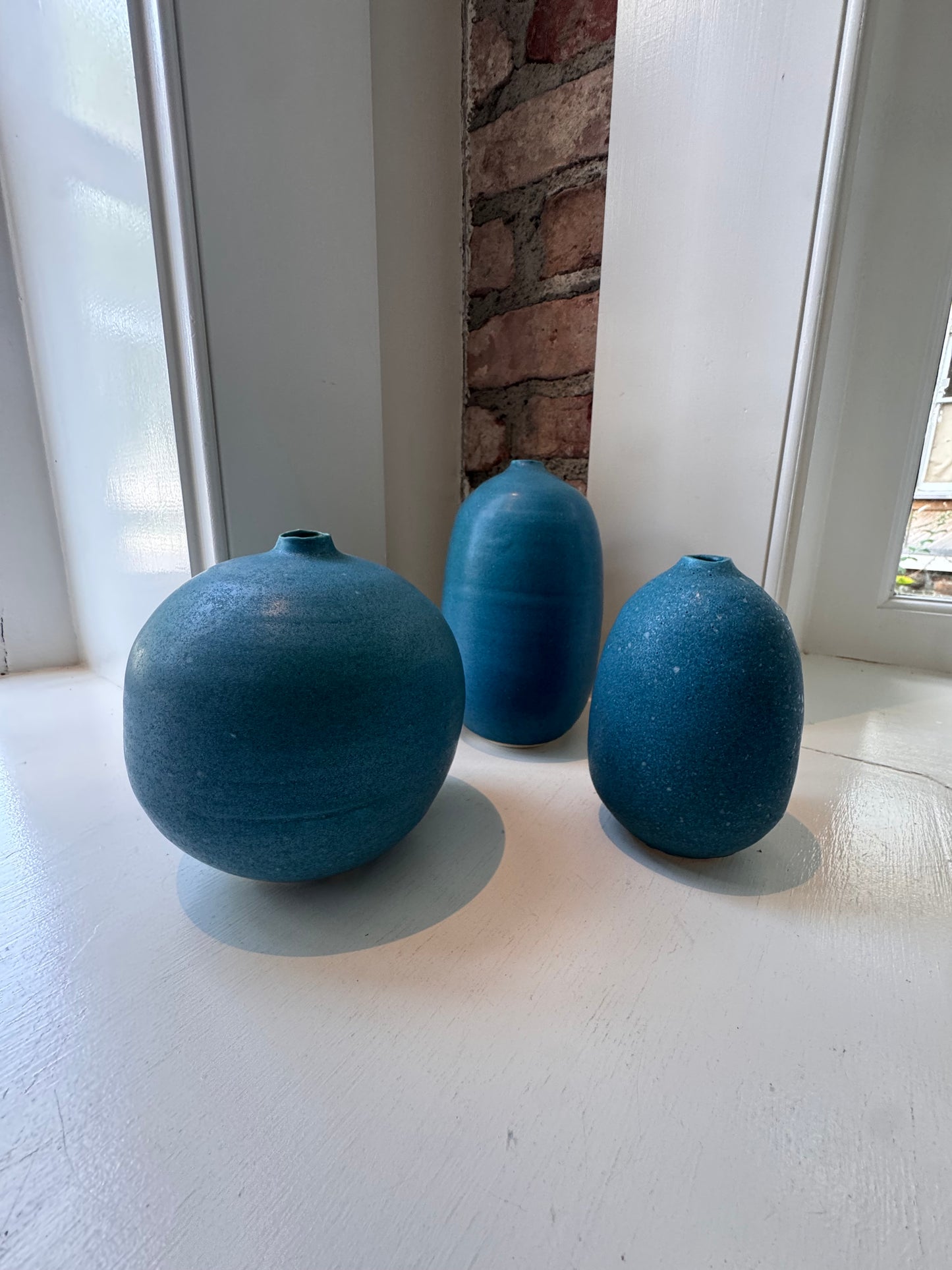 Stoneware Vases Sea Glass Colors - Teal