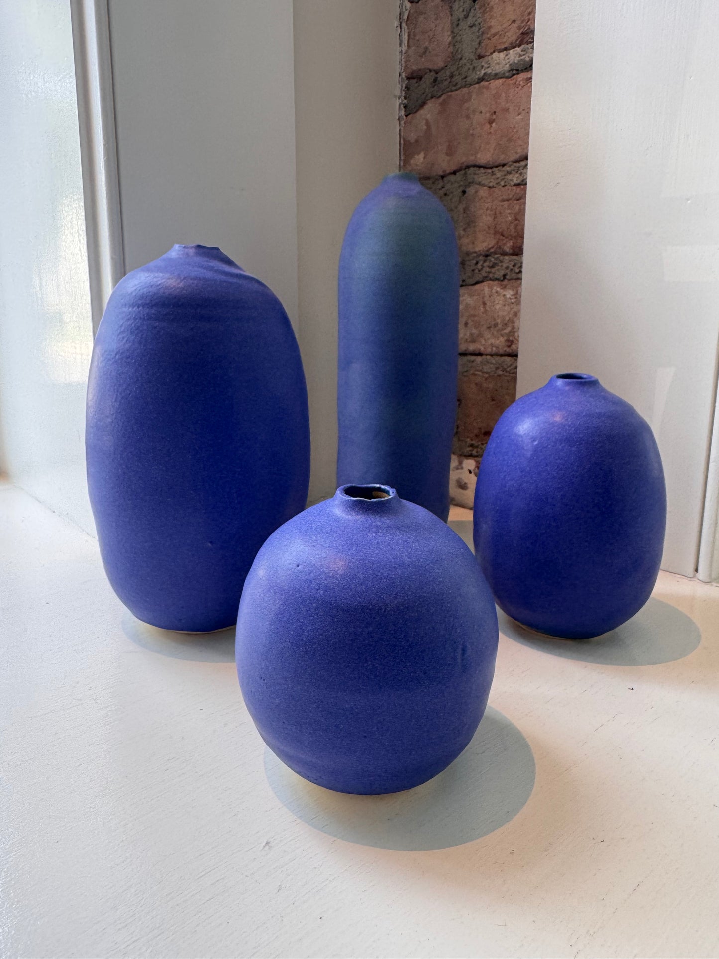 Stoneware Vases in Sea Glass Colors - Blue Violet