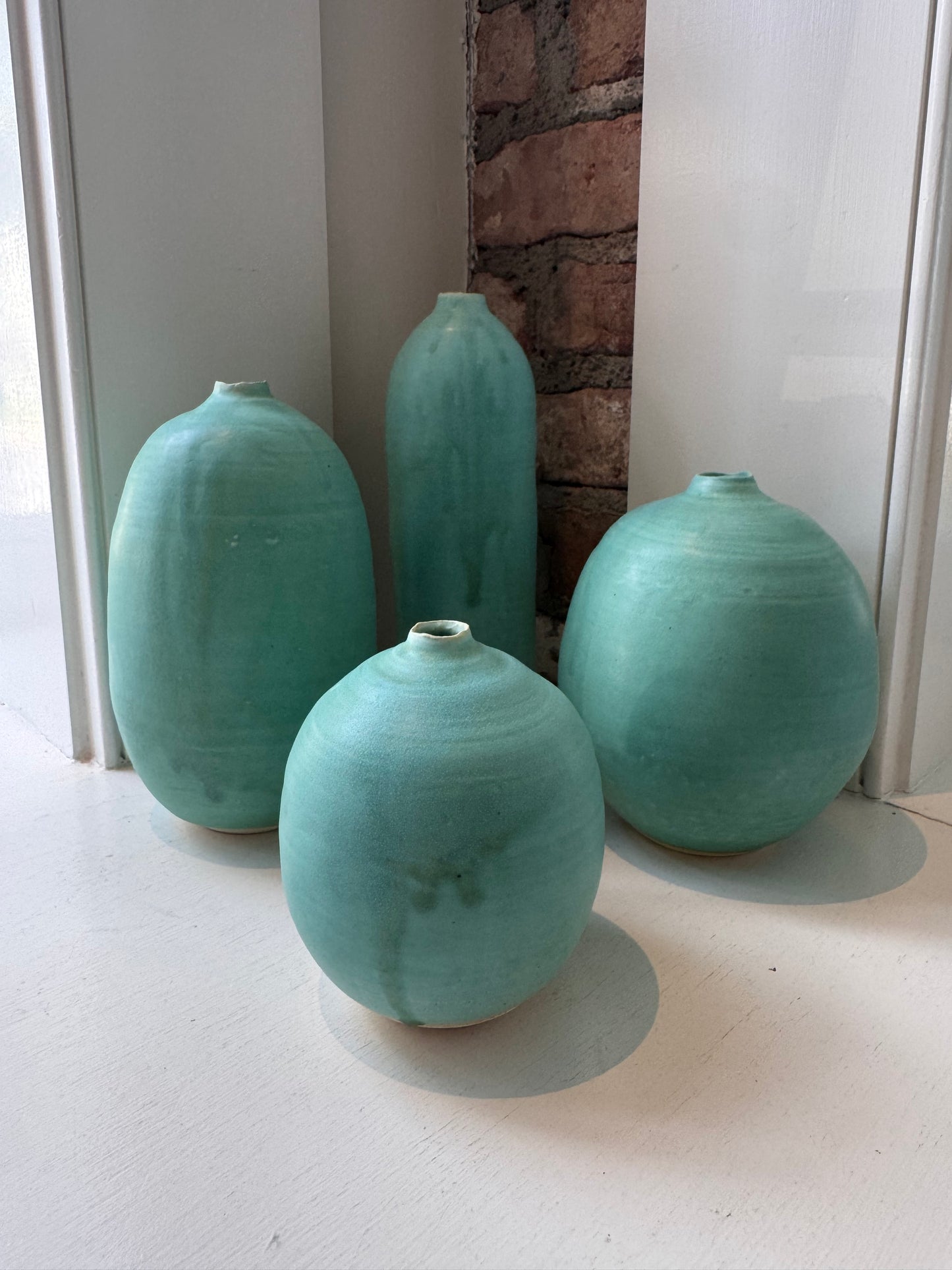 Stoneware Vases Sea Glass Colors - Green