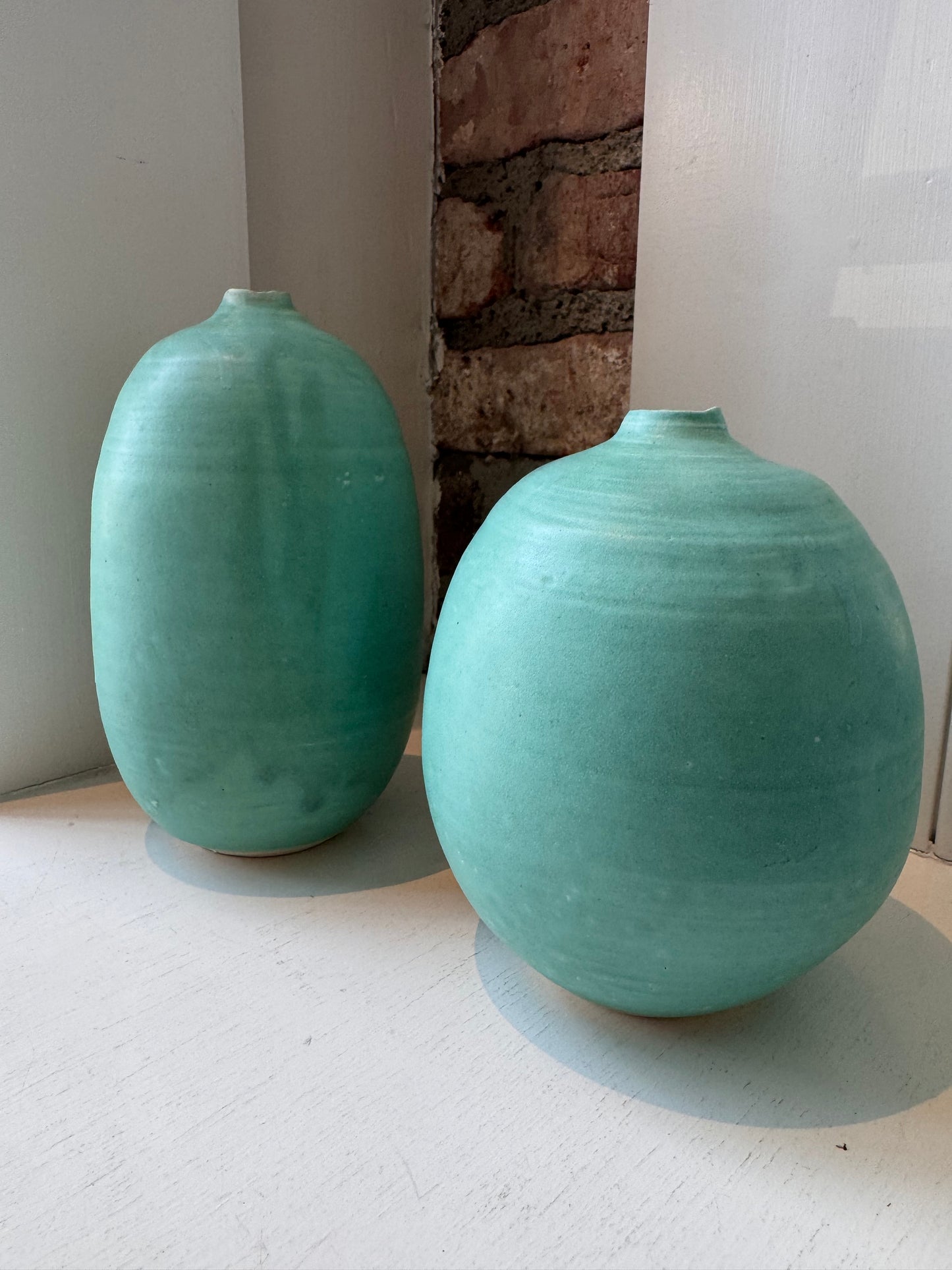 Stoneware Vases Sea Glass Colors - Green